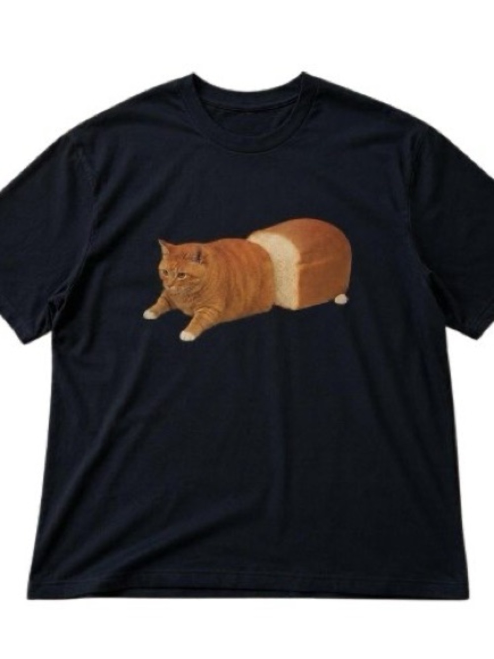 Black Tee with Orange Cat-Loaf Graphic